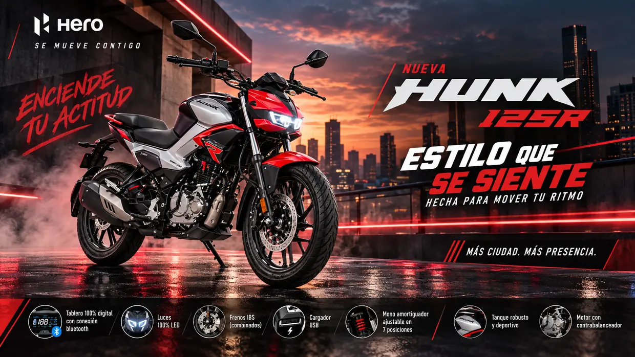 Cartel de campaña de Hero Hunk 125R: La moto con el mejor diseño y estilo del segmento