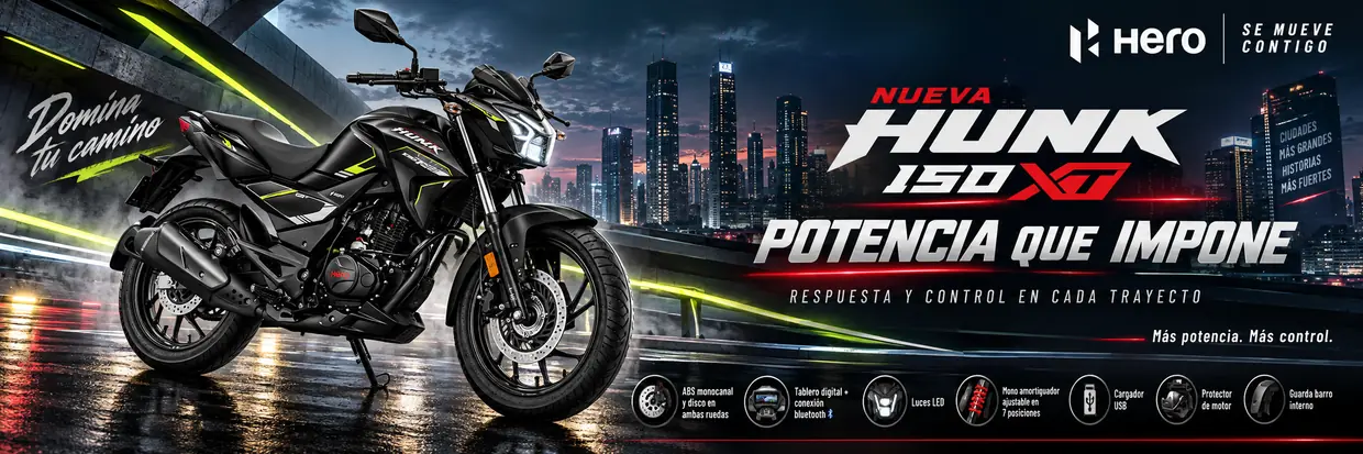 Cartel de campaña de Hero Hunk 150 XT: Poder y estilo para trabajar