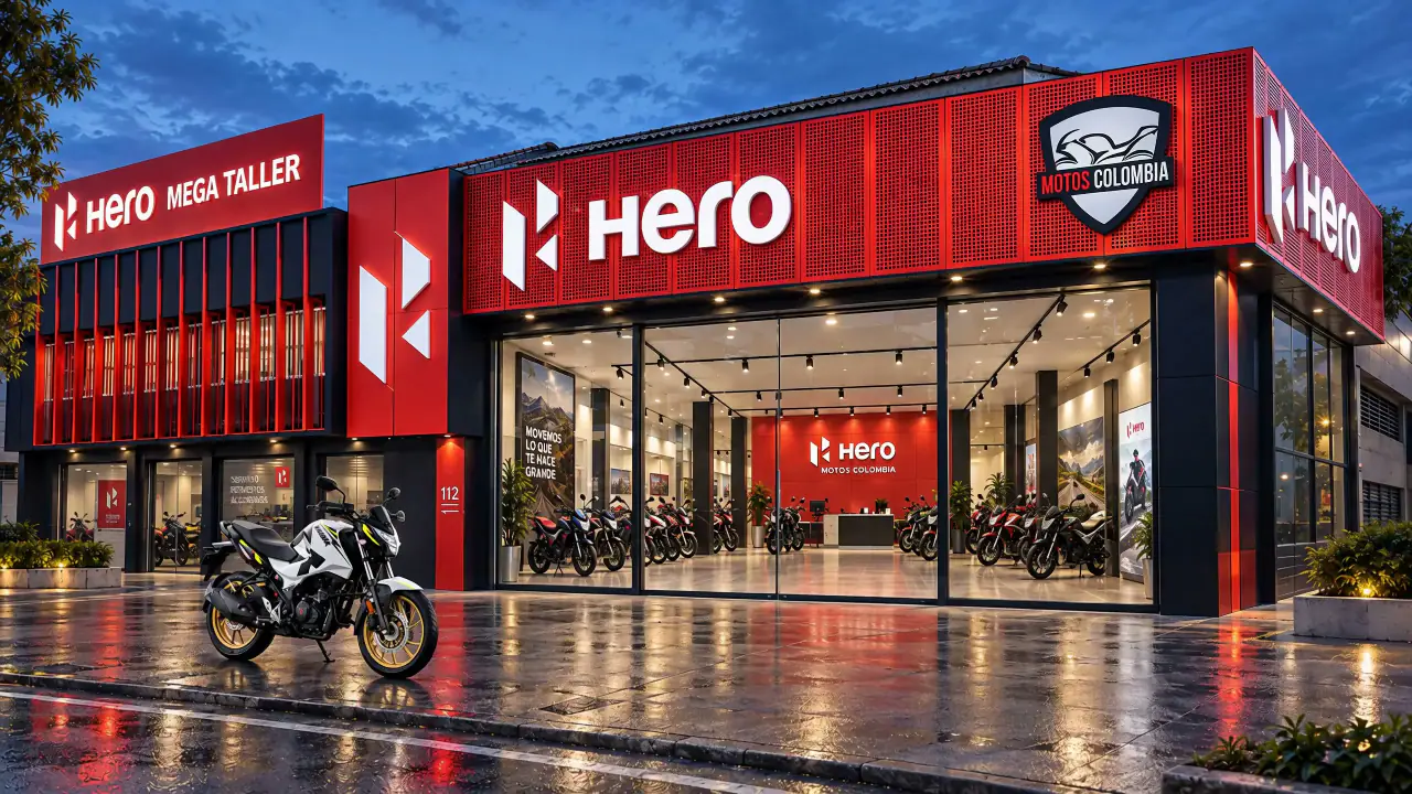 Fachada esquinera Hero Motos Colombia
